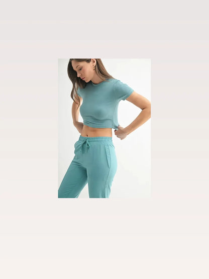 Essential Micro-ribbed Cropped Athleisure Tee — styled showcase — Livostyle