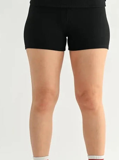 Ribbed Foldover Waist Shorts — detail view — Livostyle