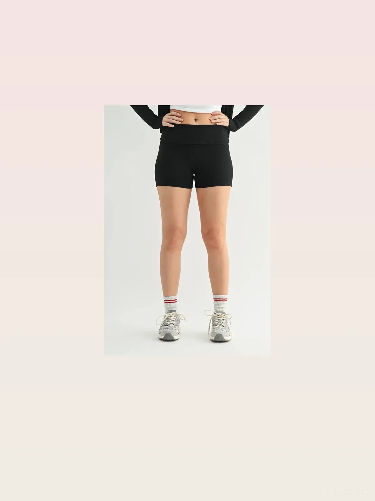 Ribbed Foldover Waist Shorts — styled showcase — Livostyle