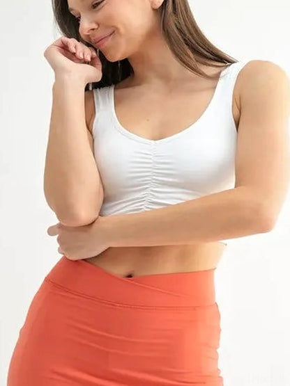 Ruched Front Active Tank — detail view — Livostyle