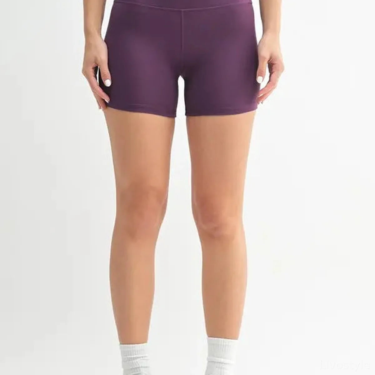 Venice Cloud Light Contour Biker Shorts in MERLOT — square view — Livostyle