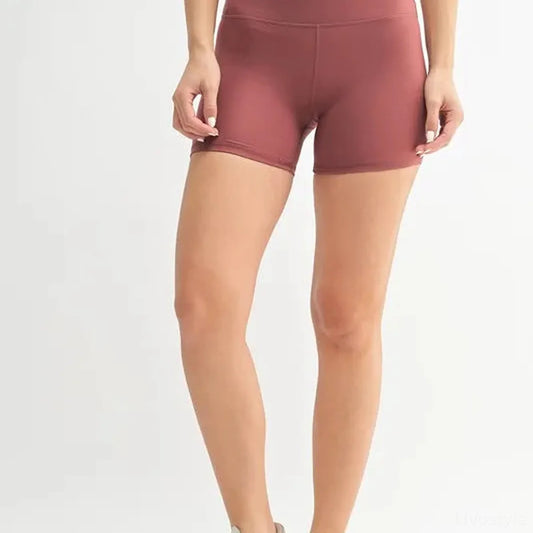 Venice Cloud Light Contour Biker Shorts in RED PEAR — square view — Livostyle