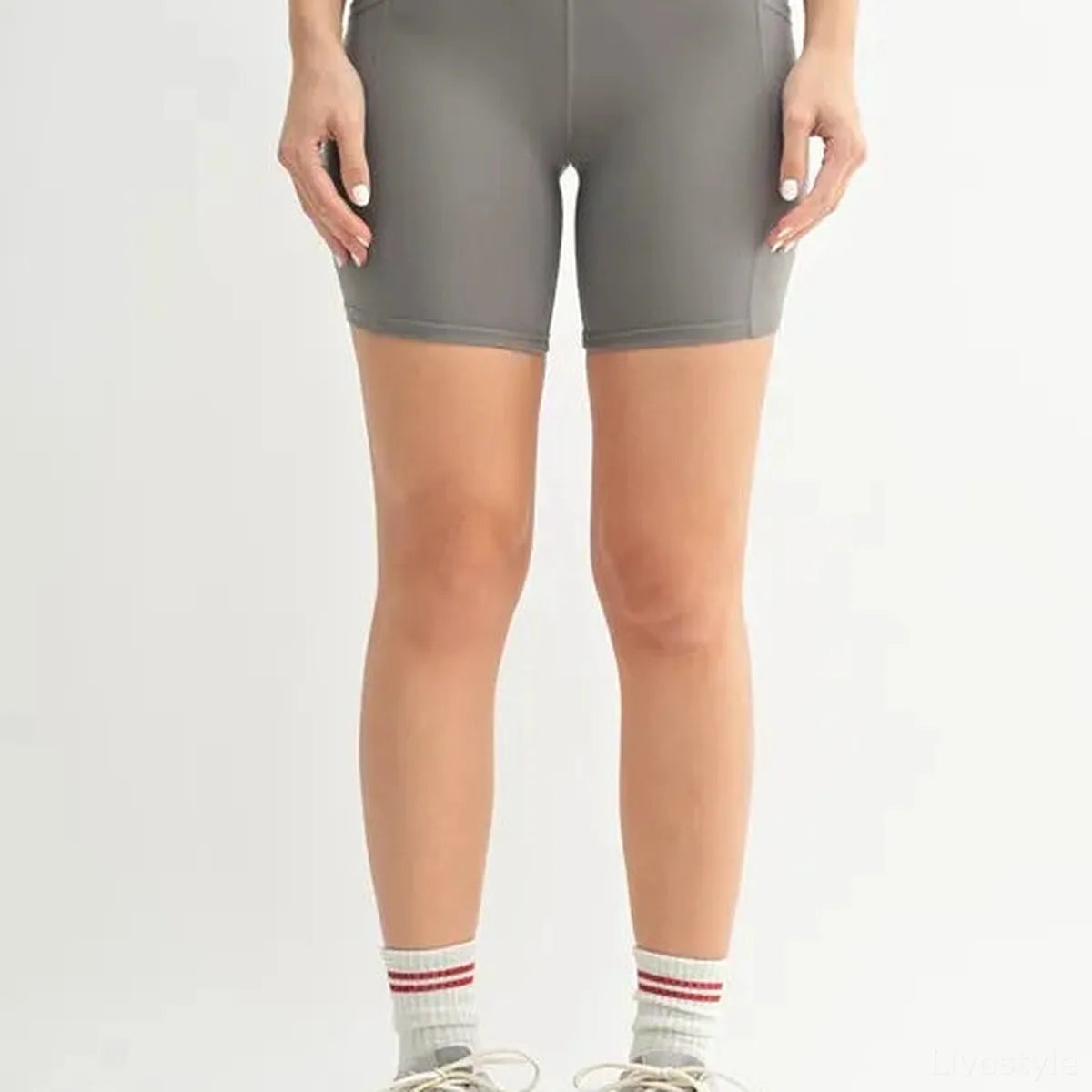 Venice Cloud Light Sculpt Biker Shorts in NEW PEWTER — square view — Livostyle