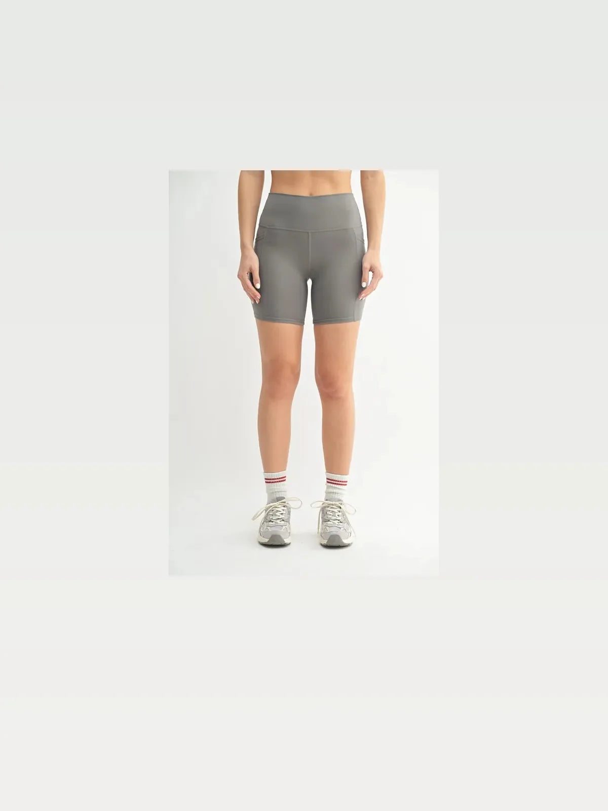 Venice Cloud Light Sculpt Biker Shorts in NEW PEWTER — styled showcase — Livostyle