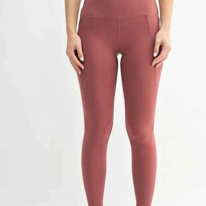 Venice Cloud Light Sculpt High-Waisted Leggings in RED PEAR — square view — Livostyle