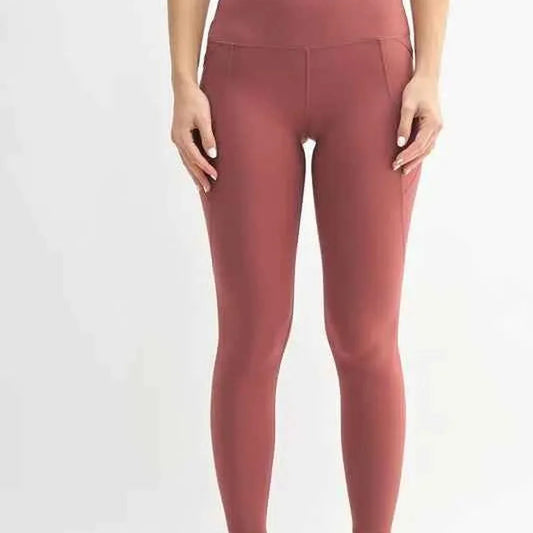 Venice Cloud Light Sculpt High-Waisted Leggings in RED PEAR — square view — Livostyle