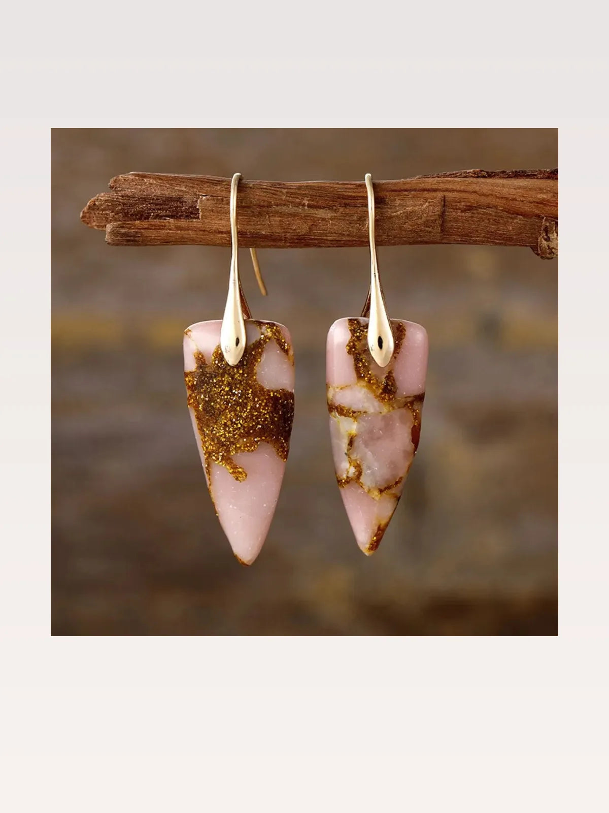 Natural Stone Geometric Shape Earrings — styled showcase — Livostyle