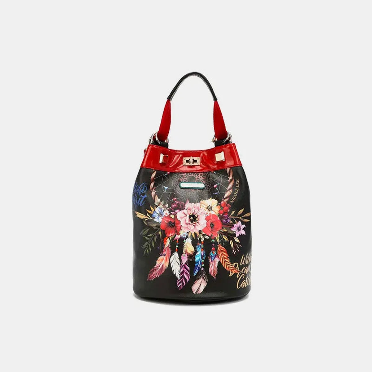 Flower Pattern Adjustable Strap Backpack Bag — square view — Livostyle