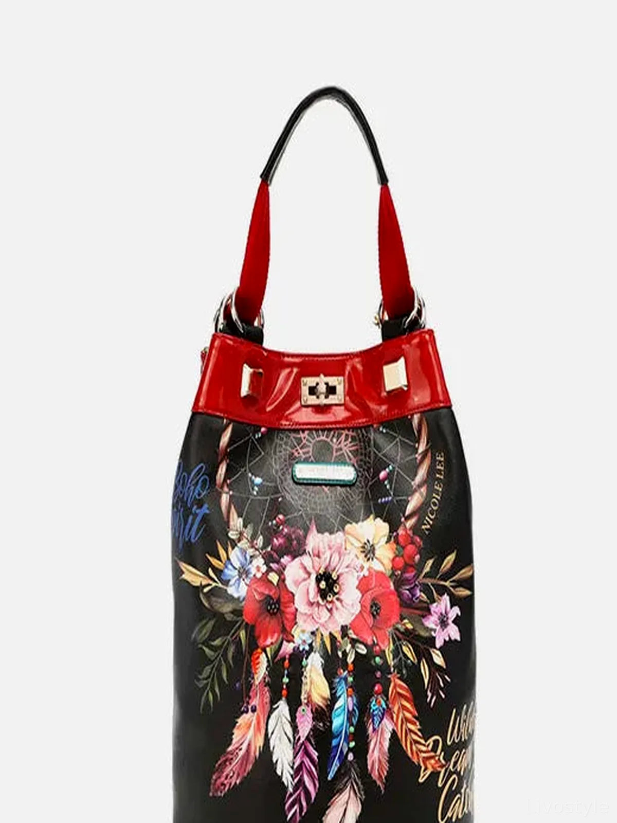 Flower Pattern Adjustable Strap Backpack Bag — detail view — Livostyle