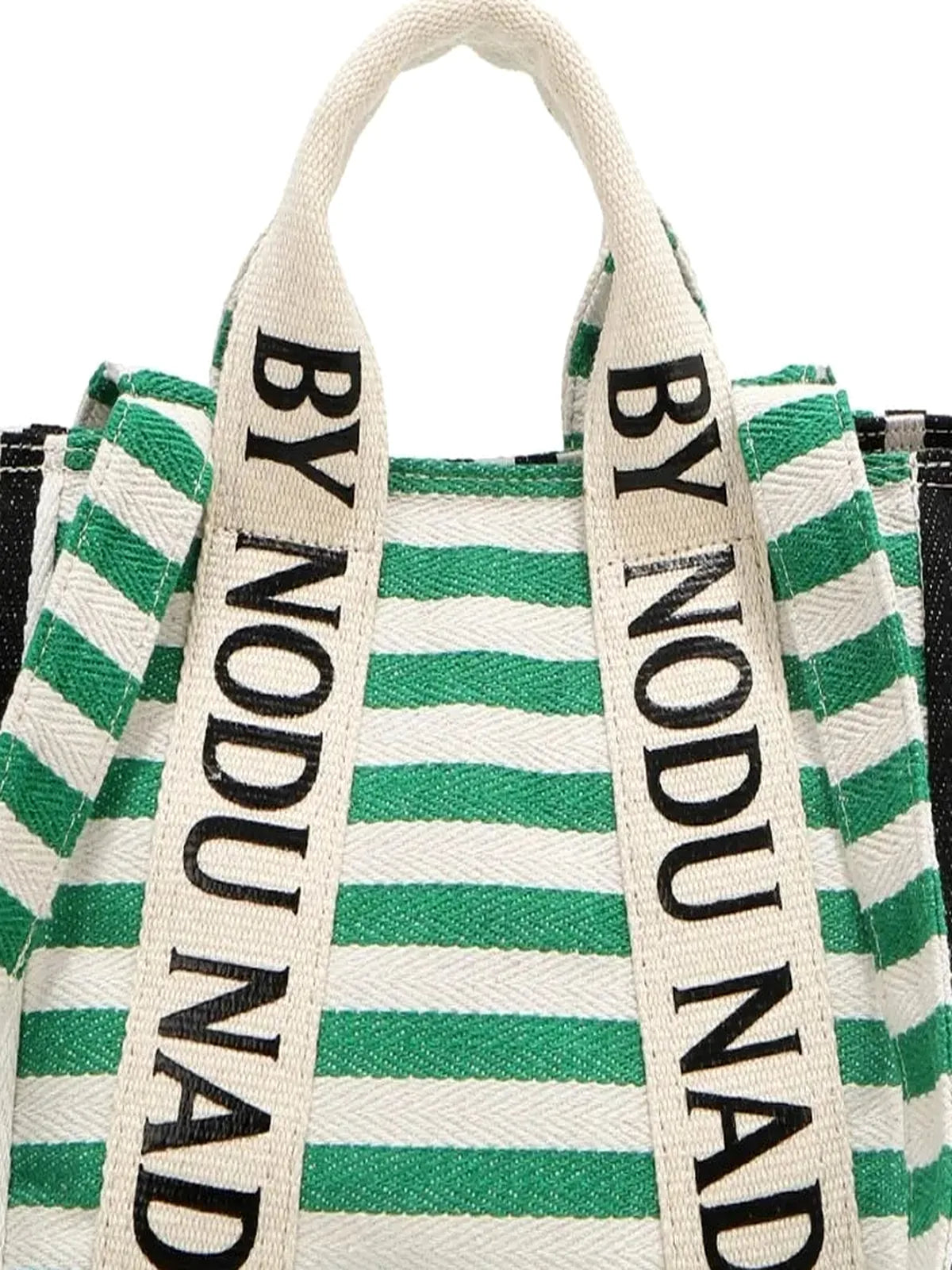 Letter Striped Tote Bag — detail view — Livostyle