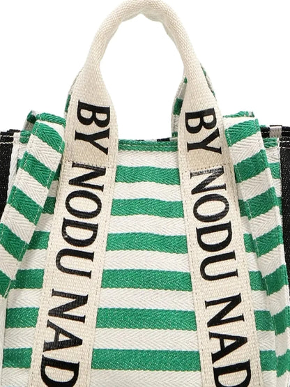 Letter Striped Tote Bag — detail view — Livostyle
