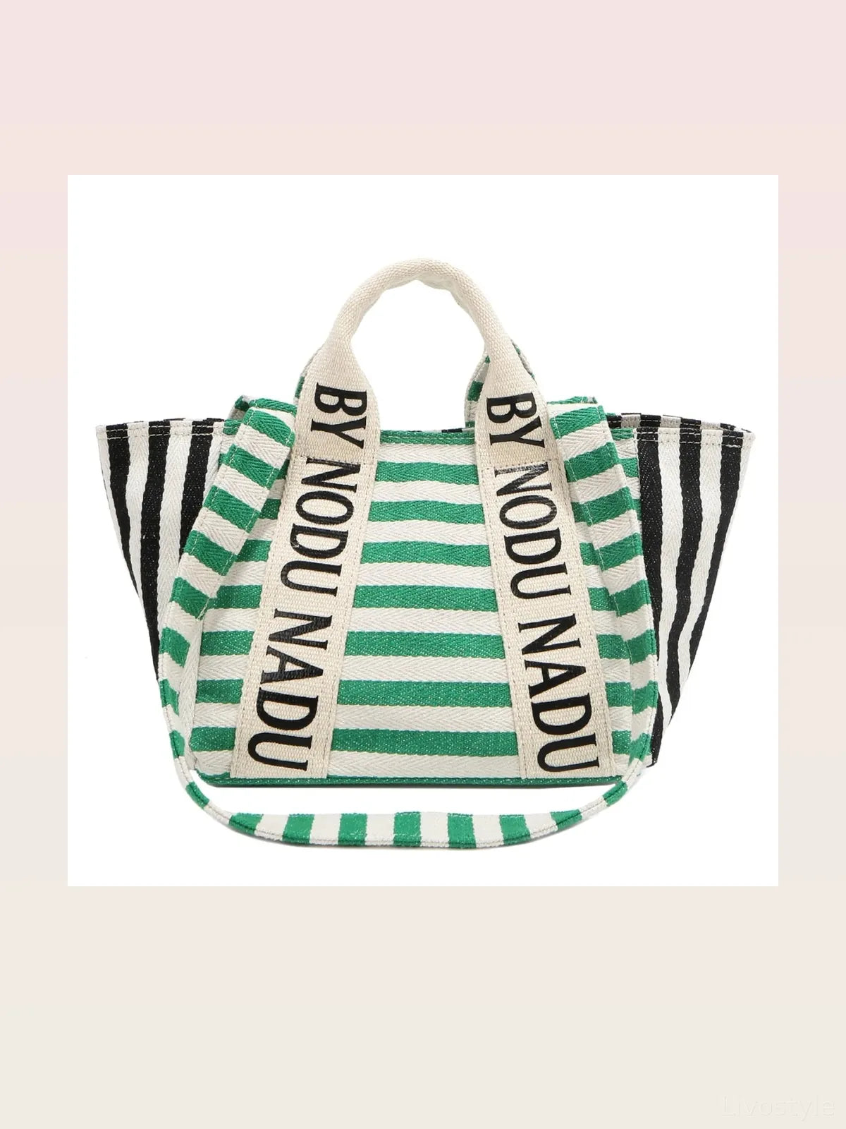 Letter Striped Tote Bag — styled showcase — Livostyle