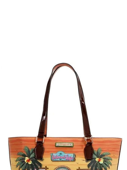 Tropical Beach House Print Shopper Bag — detail view — Livostyle