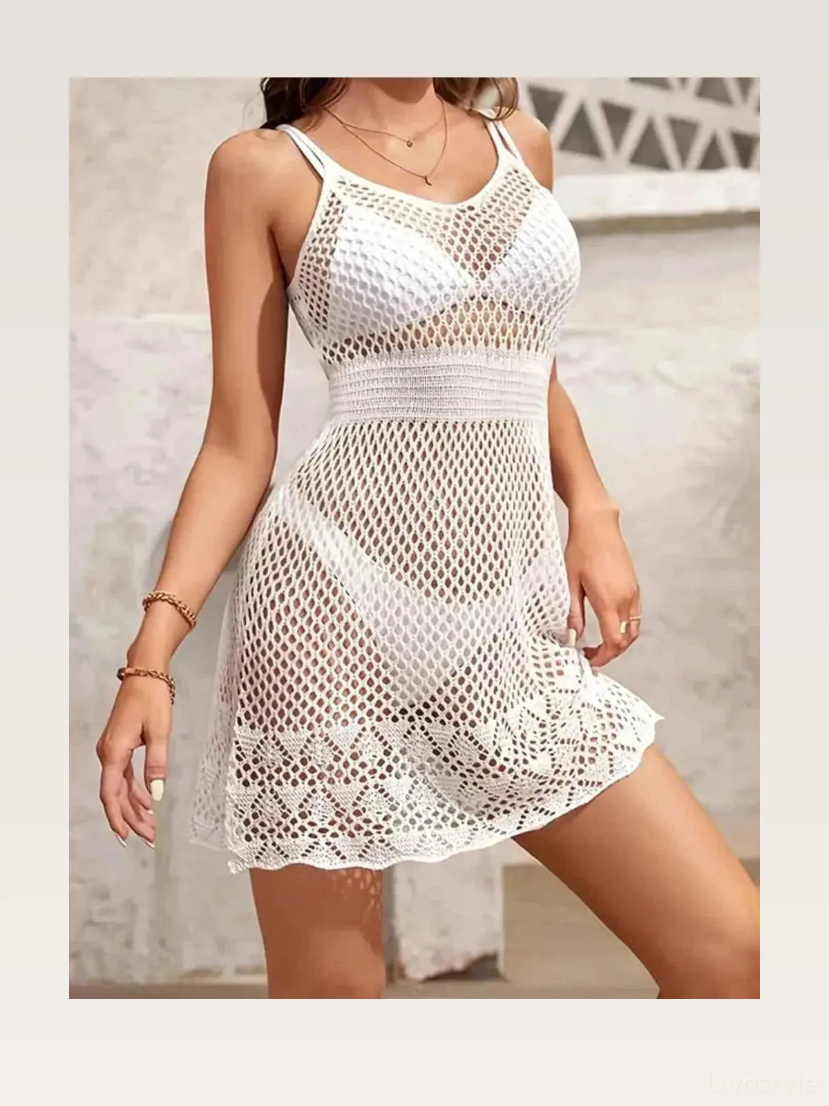 Openwork Spaghetti Strap Cover-Up Dress — styled showcase — Livostyle