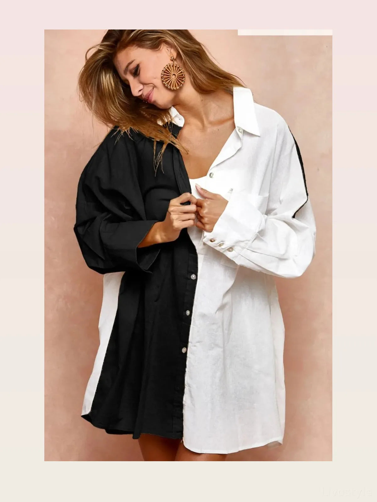 Trendy Oversized Color Block Shirt - Casual, Stylish & Comfo — styled showcase — Livostyle