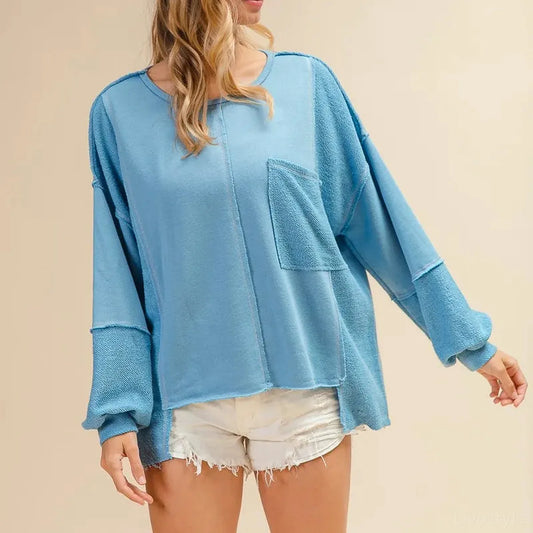 Cozy Oversized Sweatshirt with Front Pocket — square view — Livostyle