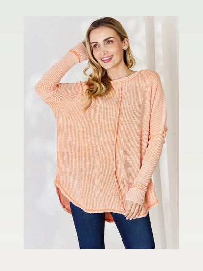 Oversized Washed Waffle Long Sleeve Top — styled showcase — Livostyle