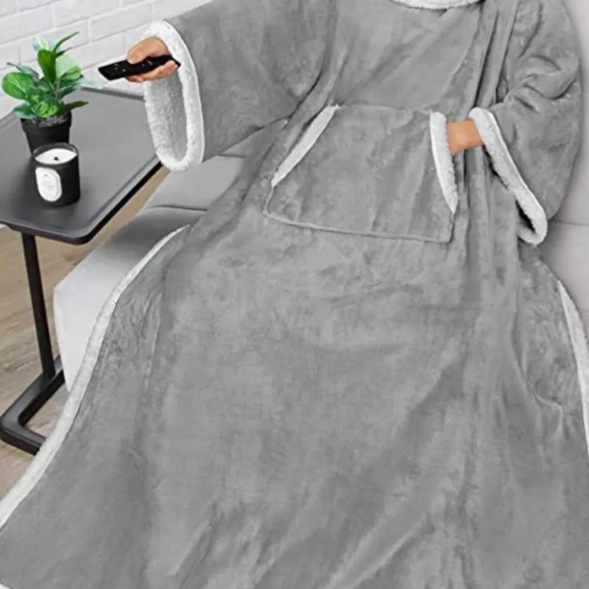 Oversized Wearable Blanket Hoodie Lounge Nightgown — square view — Livostyle