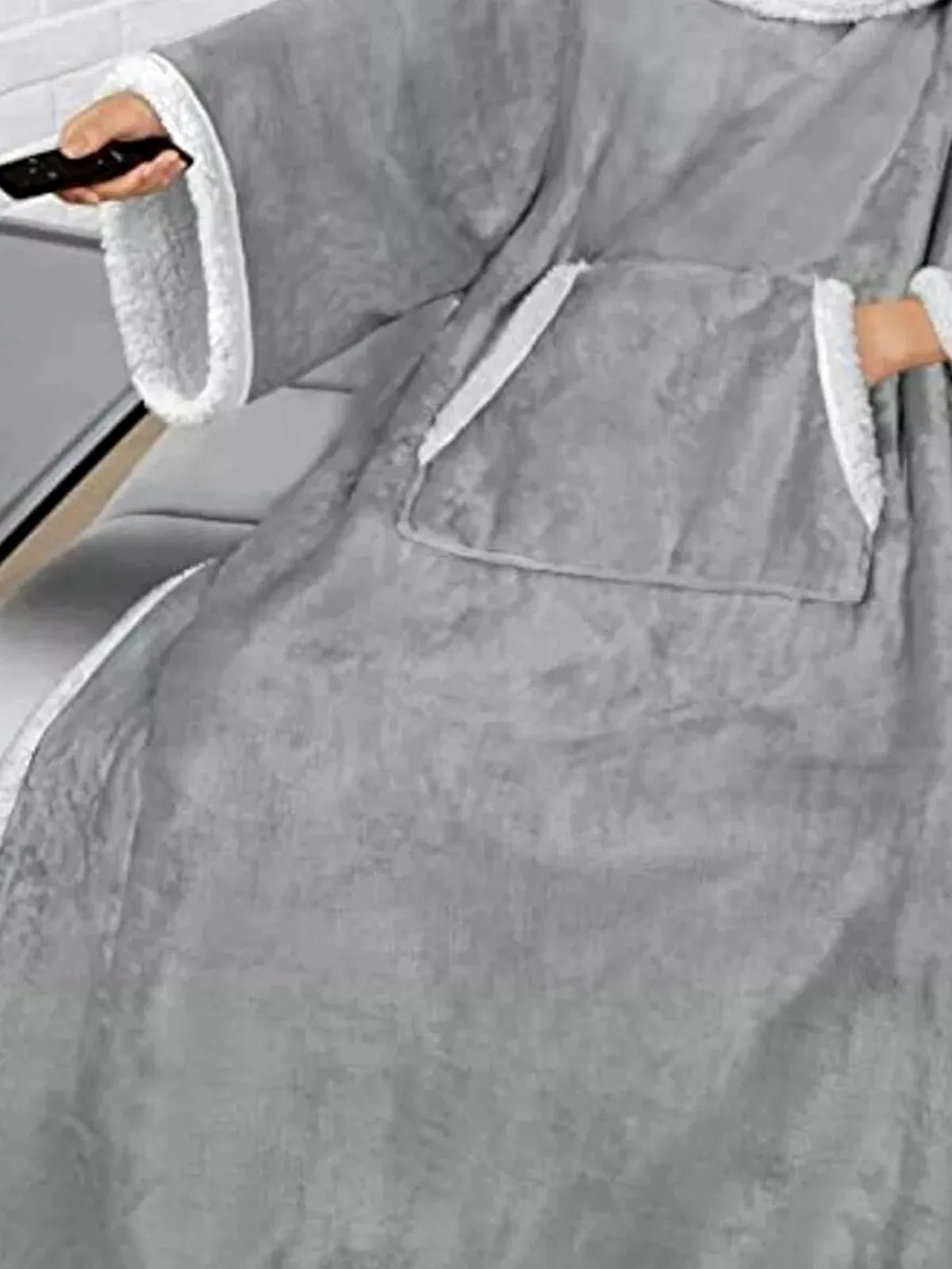 Oversized Wearable Blanket Hoodie Lounge Nightgown — detail view — Livostyle