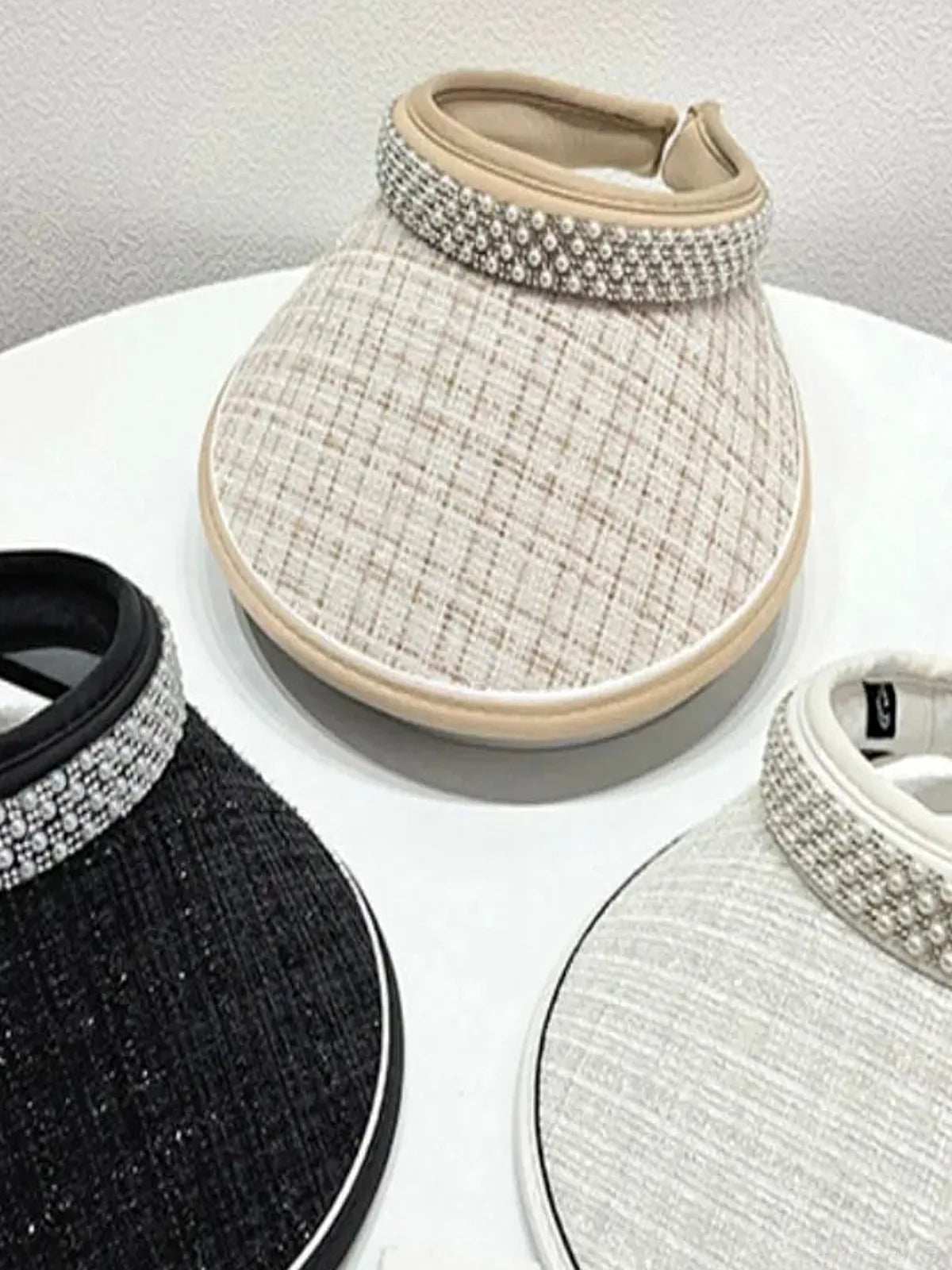 Pearl Detail Sunscreen Hat — detail view — Livostyle