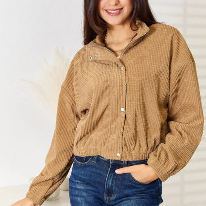 Long Sleeve Dropped Shoulder Jacket — square view — Livostyle