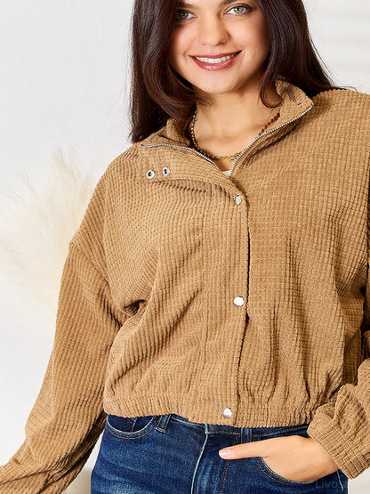 Long Sleeve Dropped Shoulder Jacket — detail view — Livostyle