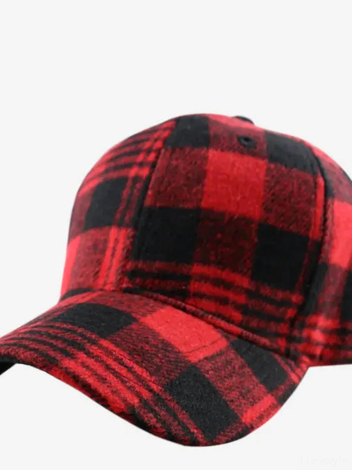 Plaid Adjustable Cotton Baseball Cap — detail view — Livostyle
