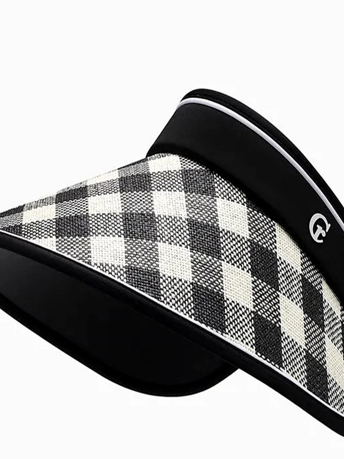Plaid Natural Grass Adjustable Sun Hat — detail view — Livostyle