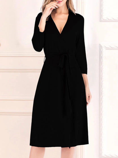 Plunge Tie Front Night Dress — detail view — Livostyle