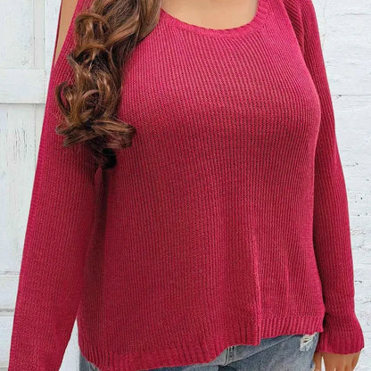 Cold Shoulder Round Neck Sweater — square view — Livostyle