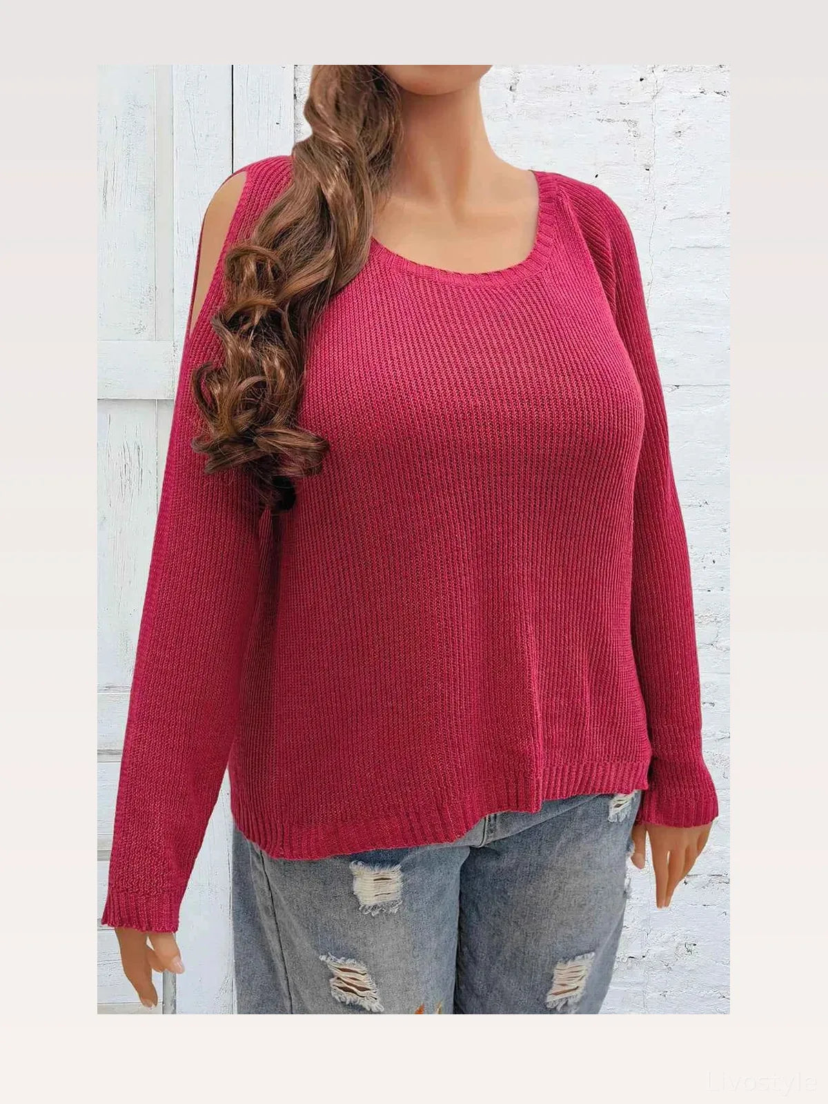 Cold Shoulder Round Neck Sweater — styled showcase — Livostyle