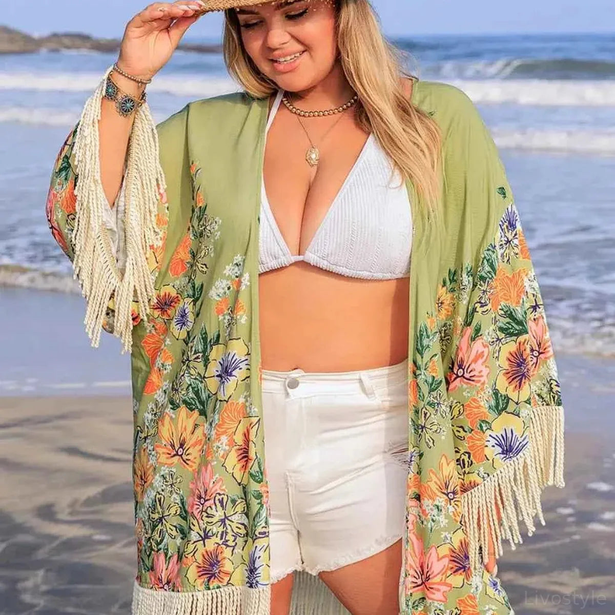 Fringe Open Front Cover-Up — square view — Livostyle