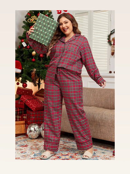 Plaid Collared Neck Top and Pants Lounge Set — styled showcase — Livostyle