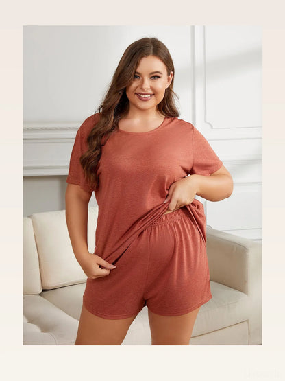 Round Neck Short Sleeve Two-Piece Loungewear Set — styled showcase — Livostyle
