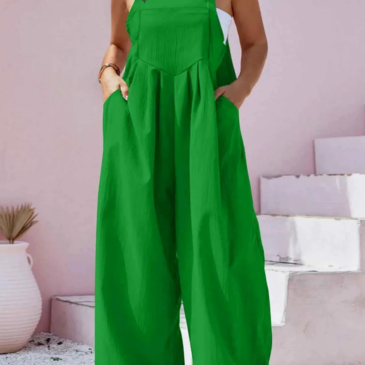Square Neck Wide Leg Overalls — square view — Livostyle