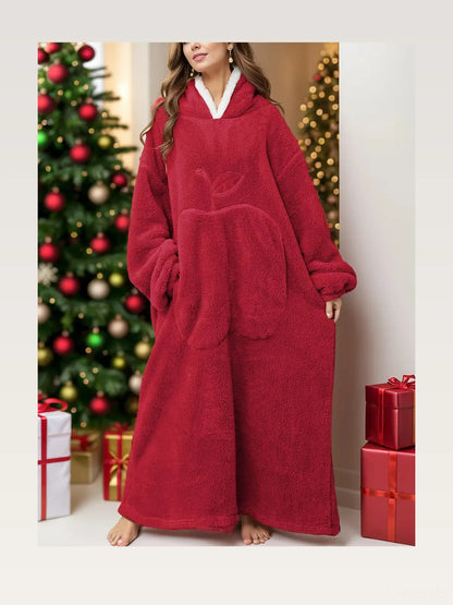 Pocketed Contrast Long Sleeve Hooded Lounge Dress — styled showcase — Livostyle