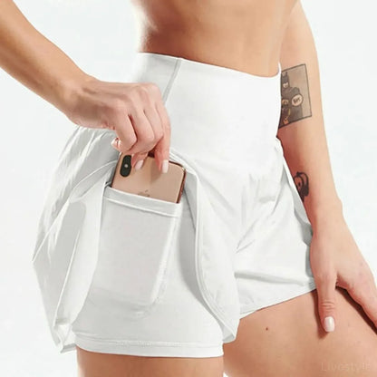 Pocketed High Waist Active Shorts — square view — Livostyle