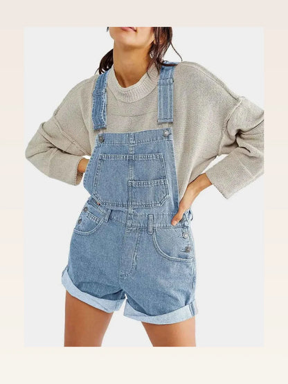 Pocketed Square Neck Wide Strap Denim Overalls — styled showcase — Livostyle