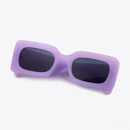 Polycarbonate Frame Rectangle Sunglasses in Lilac — square view — Livostyle