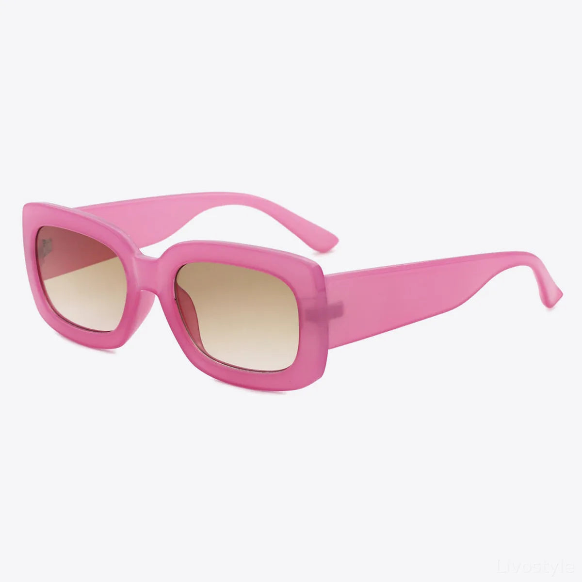 Polycarbonate Frame Rectangle Sunglasses in Pink Gradient — square view — Livostyle