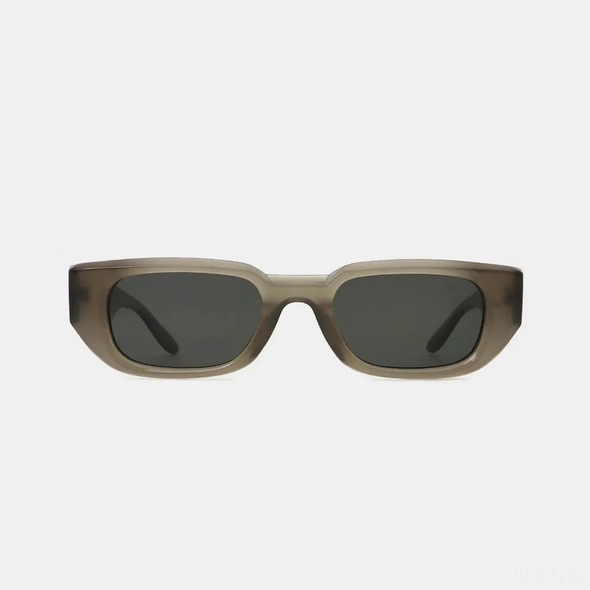 Polycarbonate Frame Rectangle Sunglasses in Grey — square view — Livostyle