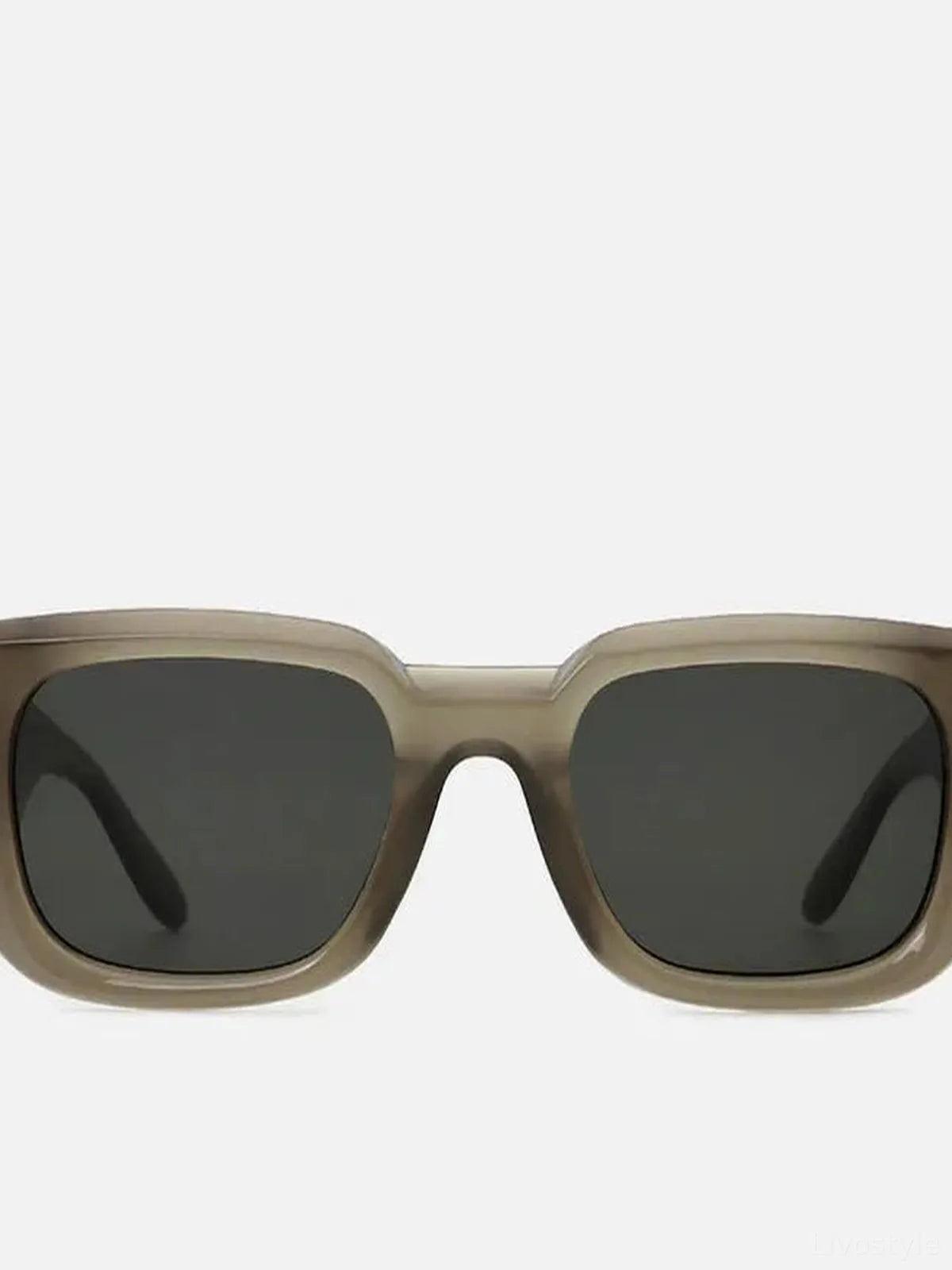 Polycarbonate Frame Rectangle Sunglasses in Grey — detail view — Livostyle