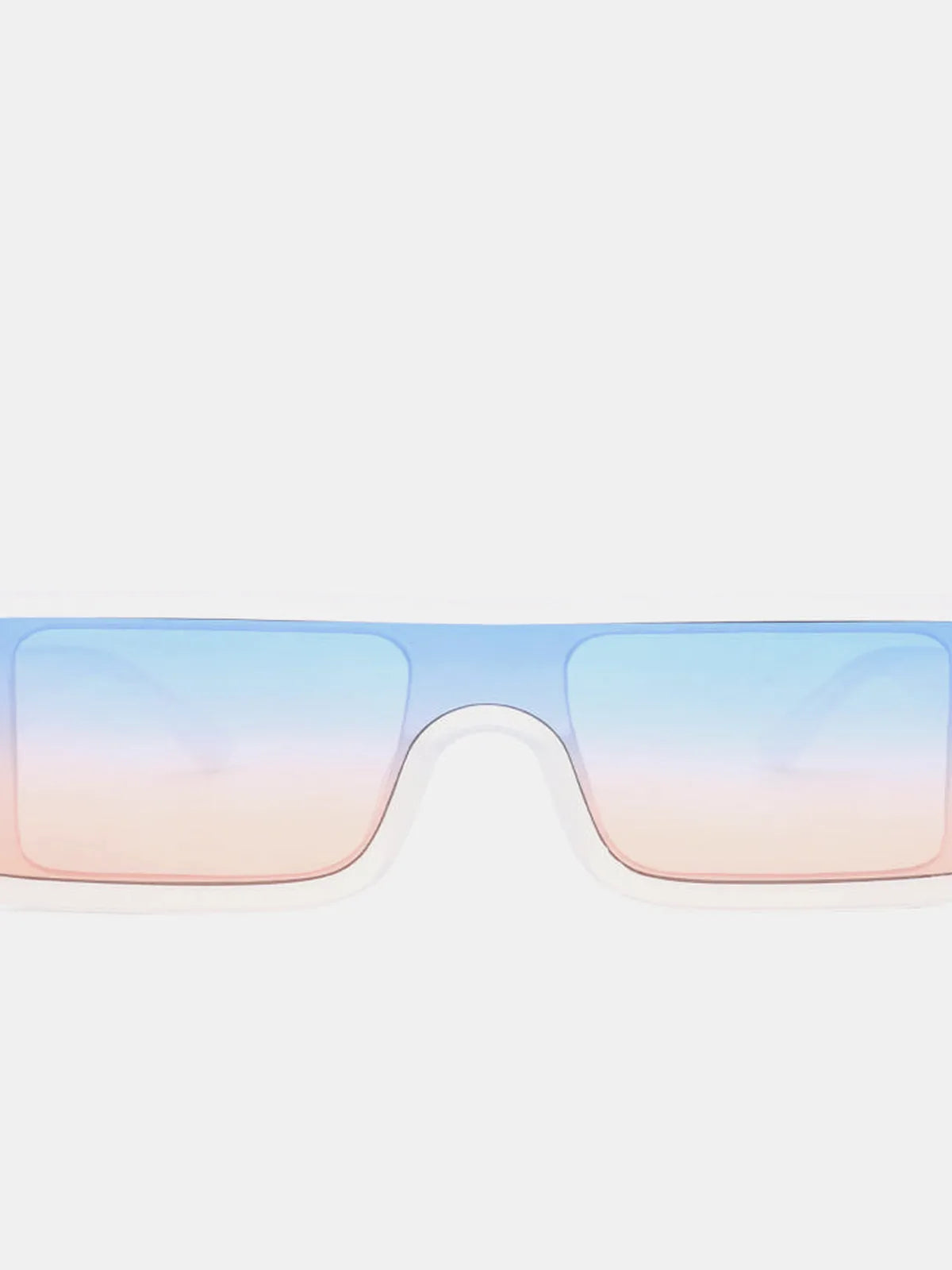 Polycarbonate Frame Rectangle Sunglasses in White Ombre — detail view — Livostyle