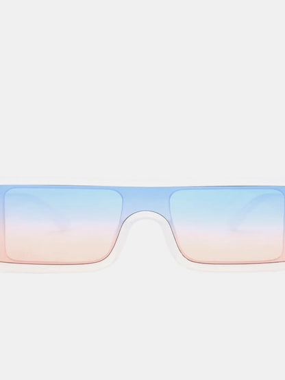 Polycarbonate Frame Rectangle Sunglasses in White Ombre — detail view — Livostyle