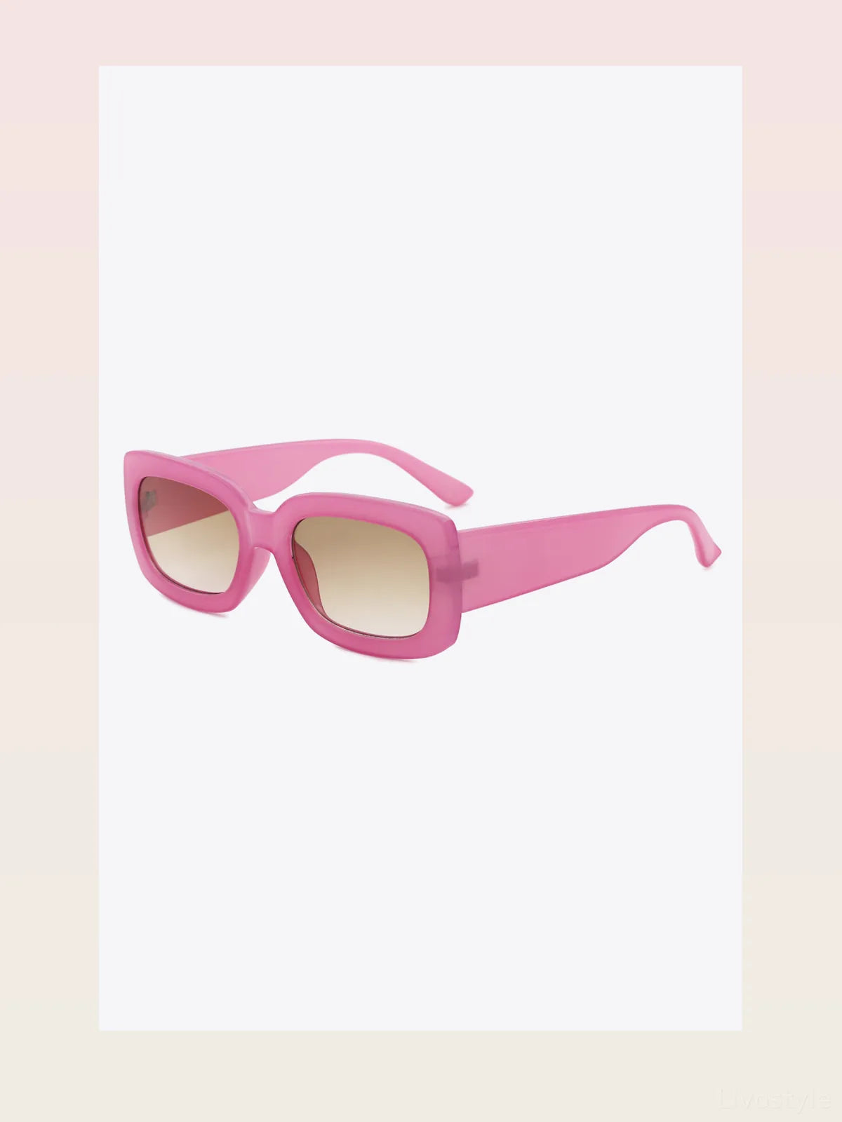 Polycarbonate Frame Rectangle Sunglasses in Pink Gradient — styled showcase — Livostyle