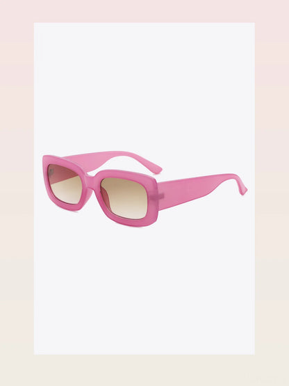 Polycarbonate Frame Rectangle Sunglasses in Pink Gradient — styled showcase — Livostyle