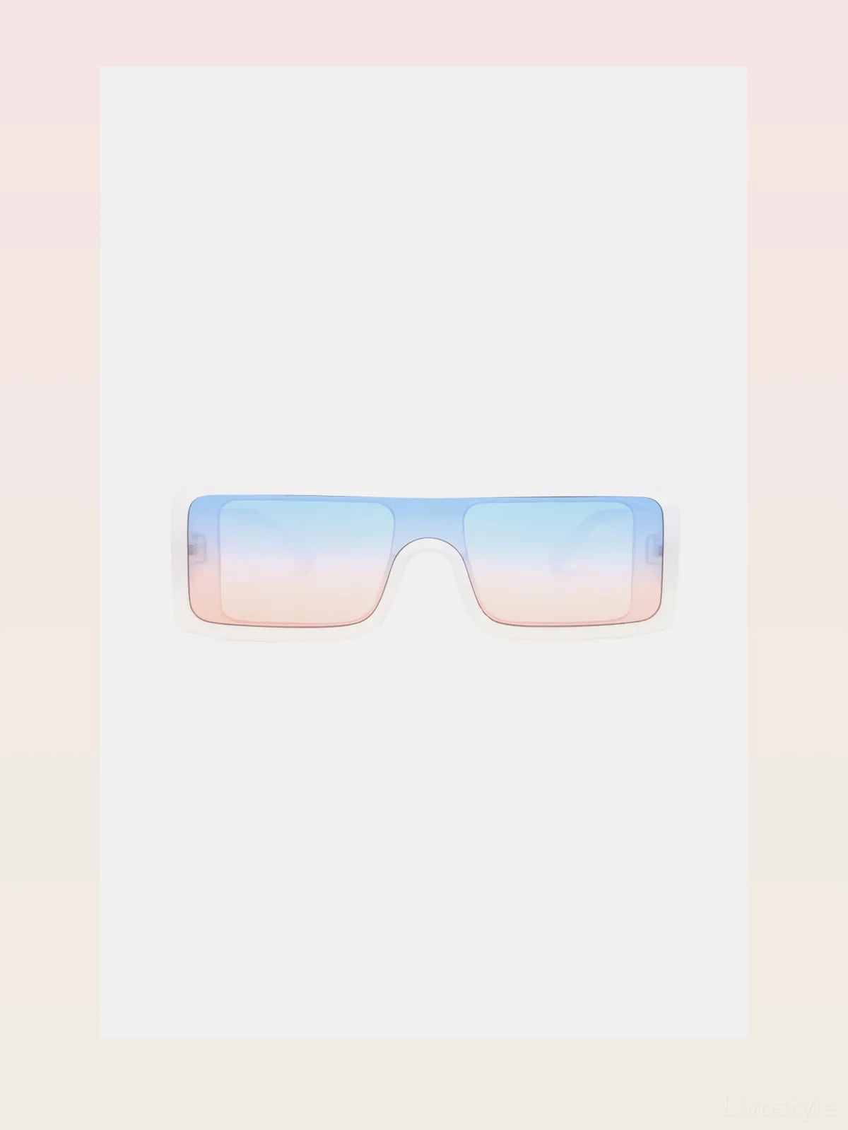 Polycarbonate Frame Rectangle Sunglasses in White Ombre — styled showcase — Livostyle