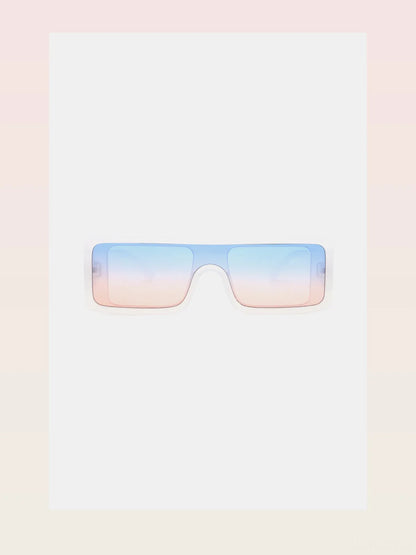 Polycarbonate Frame Rectangle Sunglasses in White Ombre — styled showcase — Livostyle