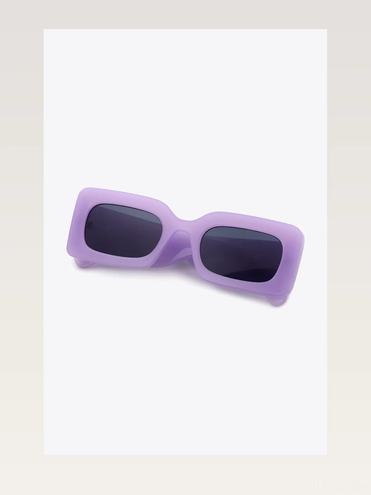 Polycarbonate Frame Rectangle Sunglasses in Lilac — styled showcase — Livostyle