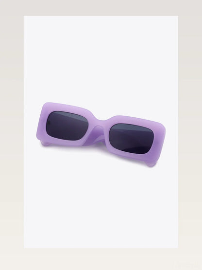 Polycarbonate Frame Rectangle Sunglasses in Lilac — styled showcase — Livostyle